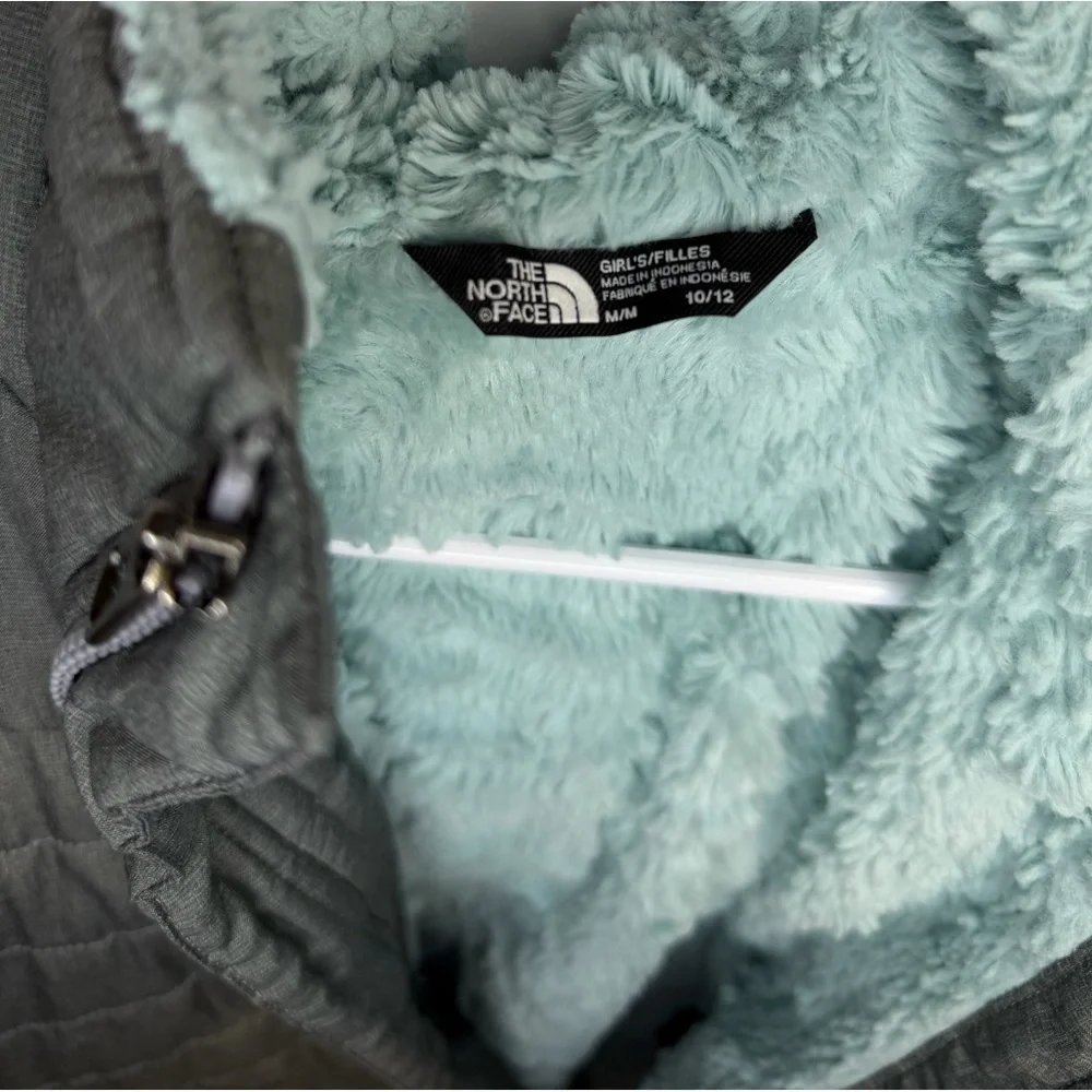 The North Face Girls Gray and Blue Hooded Jacket Size 10/12